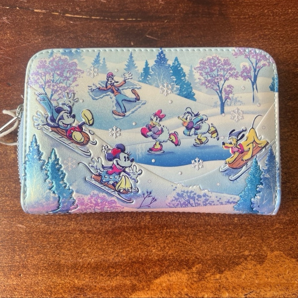 Loungefly Disney Mickey Mouse & Friends Snow Scenes Small Zip Wallet